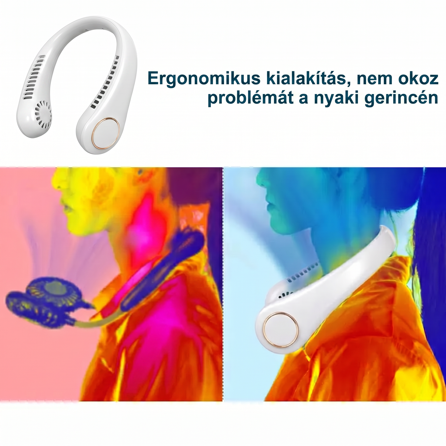 PKNEW® Hordozható nyakventilátor, lapátnélküli viselhető személyi ventilátor, kéz nélküli hűtés kültéri használatra és irodába 💎
