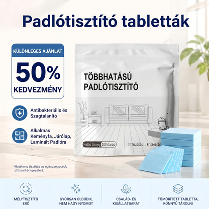 PKNEW® Padlótisztító Tabletták – Többfelületű tisztítószer keményfához, laminált padlóhoz, csempe- és lakóautó-falakhoz. Antibakteriális, szagtalanító és ápoló hatás 💕