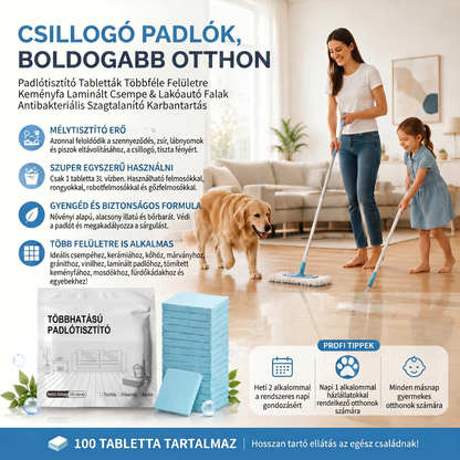 PKNEW® Padlótisztító Tabletták – Többfelületű tisztítószer keményfához, laminált padlóhoz, csempe- és lakóautó-falakhoz. Antibakteriális, szagtalanító és ápoló hatás 💕