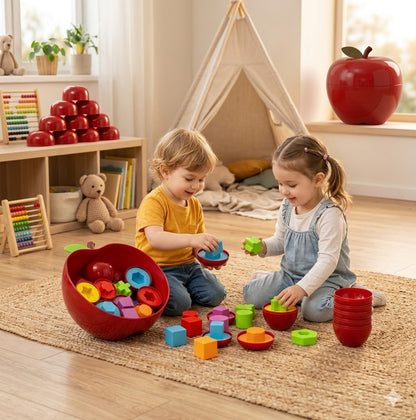Apple Shape & Number Matching Game – Educational Geometry Sorting Toy for Preschool Math & Cognitive Learning