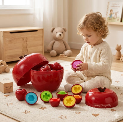 Apple Shape & Number Matching Game – Educational Geometry Sorting Toy for Preschool Math & Cognitive Learning