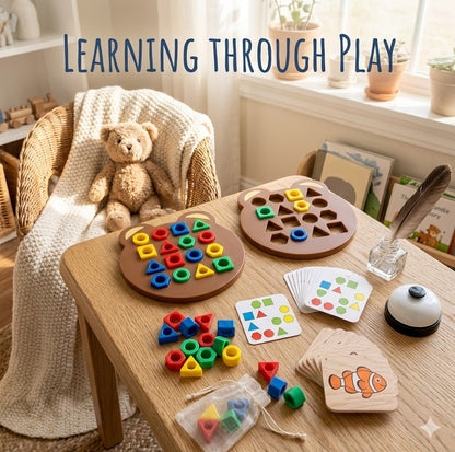 Interactive Bear-Themed Color Sorting & Geometry Matching Puzzle – Early Learning STEM Toy for Toddlers