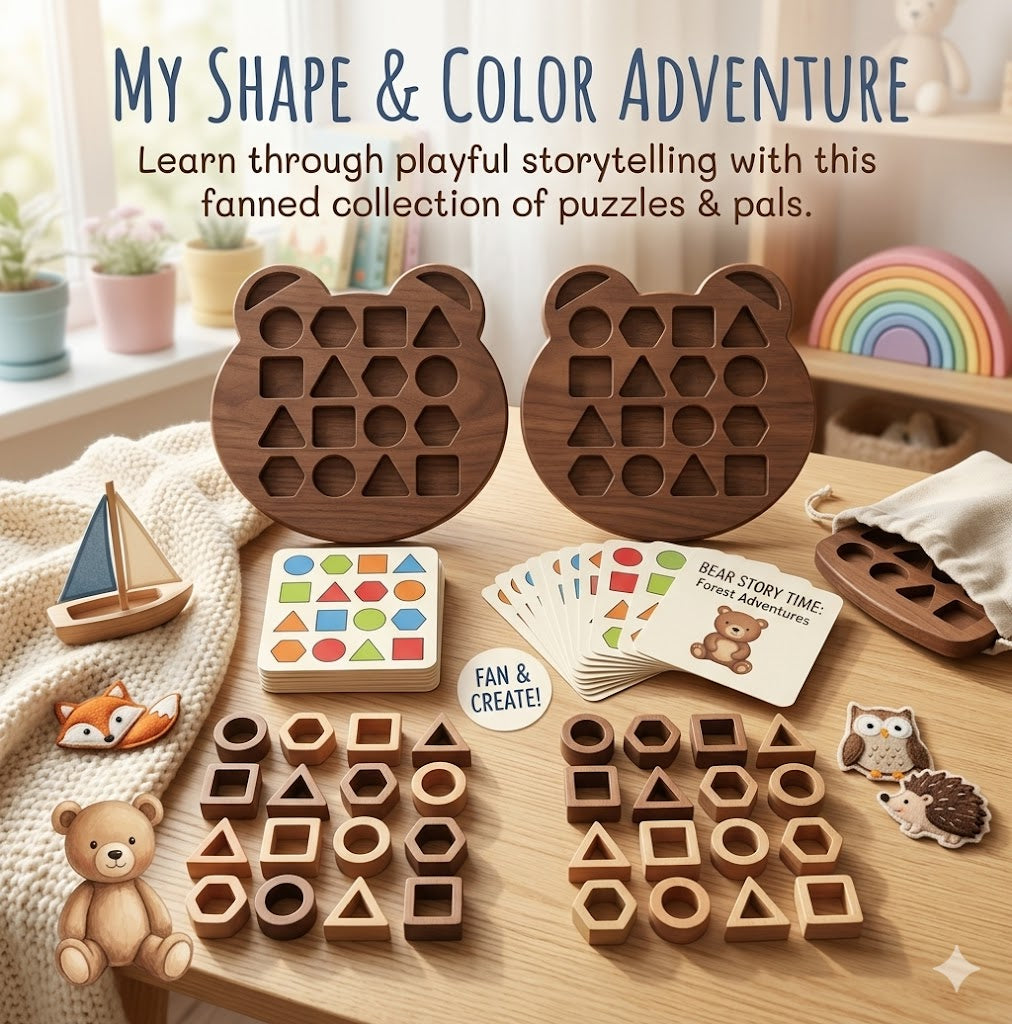 Interactive Bear-Themed Color Sorting & Geometry Matching Puzzle – Early Learning STEM Toy for Toddlers