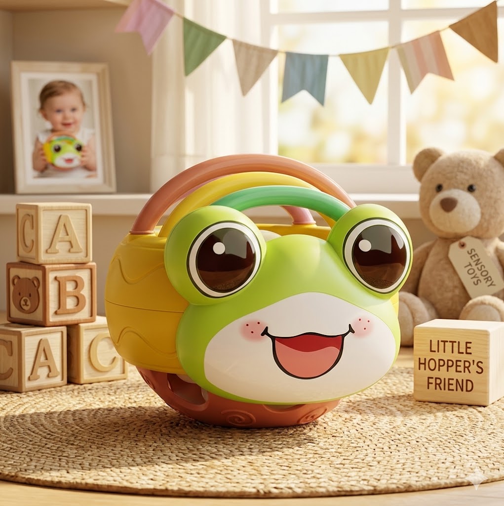 Toddler Sensory Frog Toy – Soothing Grasping & Ringing Puzzle for Fine Motor Skill & Cognitive Play